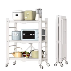 Háromszintes Összecsukható Konyhai Gurulós Polc - Fehér JR3860229-W