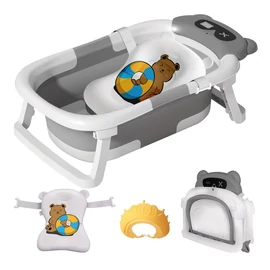 Hordozható összecsukható szürke kutyafürdő szett JX11424859-3