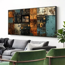 Modern ipari stílusú absztrakt vászon falikép 120x600cm YH3833330