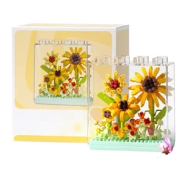 Napraforgó virág építőkocka készlet átlátszó vitrinben KA339561-2