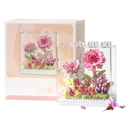 Szegfű virág építőkocka készlet átlátszó vitrinben KA339561