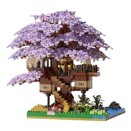 Sakura fa ház építőkocka készlet 1600 darabos - Lila LD10652934
