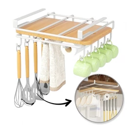 Szekrény alá akasztható konyhai rendszerező polc kampókkal OR116B