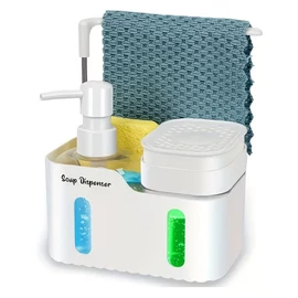 Mosogatószer-adagoló konyhai mosogatóállomás szivacstartóval - Fehér WX7379253-2