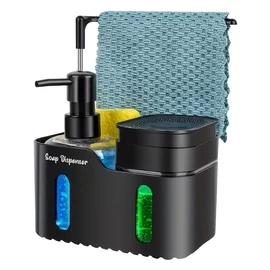 Mosogatószer-adagoló konyhai mosogatóállomás szivacstartóval - Fekete WX7379253