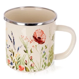 Krémszínű Zománcozott Bögre Pipacsos Mintával (MAKI) – 400 ml 112449