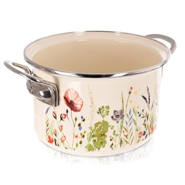 Krémszínű Zománcozott Fazék Pipacsos Mintával (MAKI) – 3 liter, 20 cm 113386