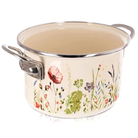 Krémszínű Zománcozott Fazék Pipacsos Mintával (MAKI) – 4 liter, 22 cm 113387