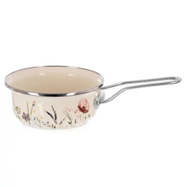 Krémszínű Zománcozott Nyeles Lábas Pipacsos Mintával (MAKI) – 650 ml, 14 cm 113389
