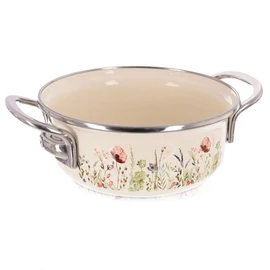 Krémszínű Kétfüles Zománcozott Edény Pipacsos Mintával (MAKI) – 950 ml, 16 cm 113392