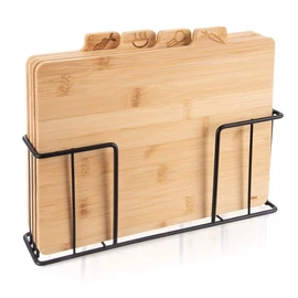 4 Részes Bambusz Vágódeszka Készlet Fém Állvánnyal 126853