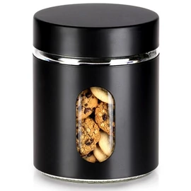 Fekete Matt Üveg Tárolóedény Csavaros Fedéllel (650 ml) 229273