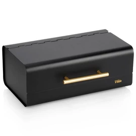 Vilde Elegáns Fekete Fém Kenyértartó Arany Részletekkel (36 x 23 x 14,5 cm) 229304