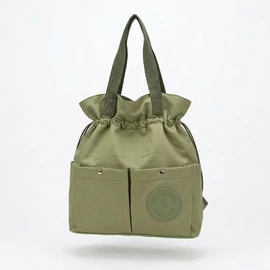 Női vászon válltáska zsinóros záródással zöld Taska-008