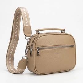 Női oldaltáska széles mintás pánttal - bézs Taska-011