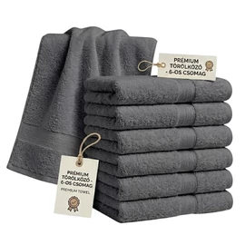 6 db prémium törölköző szett 70x140 cm Sötétszürke PTSZ-07