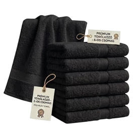 6 db prémium törölköző szett 70x140 cm Fekete PTSZ-08