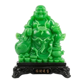 Dekoratív nevető Buddha szobor zöld kivitelben BDH2