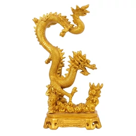 Dekoratív arany sárkány szobor feng shui kivitelben DRG2