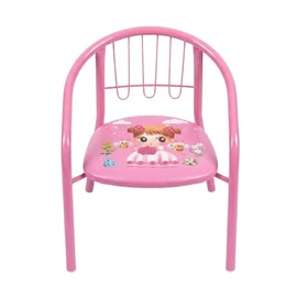 Rózsaszín fémvázas gyermekszék - kislányos és méhecskés mintával GKM-01R