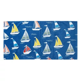 Vitorlás mintás kék strandtörölköző (70x140 cm) H-70X140-1