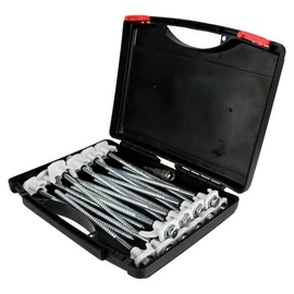 Csavaros sátorcövek készlet 20 db adapterrel, keménytokban – gyors és stabil rögzítés 015706