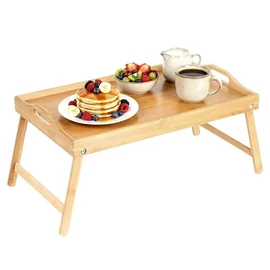 Vilde bambusz reggeliző tálca asztal 2 az 1-ben 50 × 30 cm – összecsukható, praktikus 139457