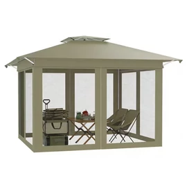Összecsukható kerti pavilon 4 x 4 m, kerti tároló - Bézs 4WM1X5V9KV