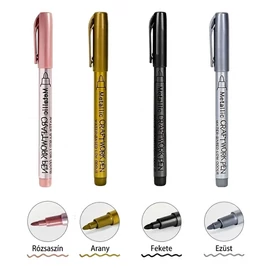 4 db metál marker tollkészlet arany, ezüst, fekete, rózsaszín színekben UN5866133