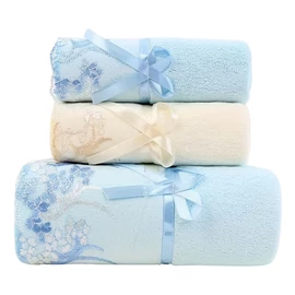 3 db csipkés törölköző szett - Kék és fehér XK270787-4