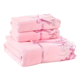 3 db csipkés törölköző szett - Rózsaszín XK270787