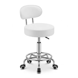 Prémium gurulós kozmetikai és munkaszék háttámlával – Fehér PMK-01W