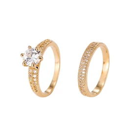 Luxus klasszikus fehér és arany tónusú gyűrűszett RU02210-A