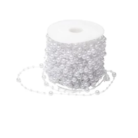 Elegáns fehér műgyöngy füzér – 5 m-es dekorációs gyöngysor TJ8336187