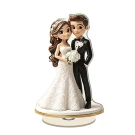 Elegáns 2D akril esküvői figura – 360 fokban forgó talppal VD12360582