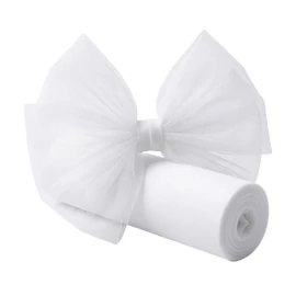 Extra hosszú fehér dekoratív háló és tüll anyag – 590 cm WP7697564