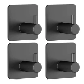 Öntapadós fali akasztó szett 4 db fekete rozsdamentes acél 27547_CZ