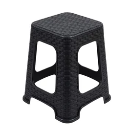 Fekete Rattan Hatású Műanyag Sámli PVC-RAT-15