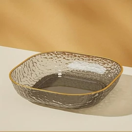 8db arany szegélyes műanyag tálca VQ261029-Sz