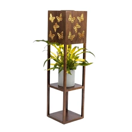 Napelemes kerti dekorációs állólámpa pillangó mintával és növénytartó polcokkal WU1450390