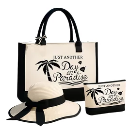 3 részes női strandtáska készlet kalappal és neszesszerrel XA5055521