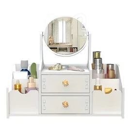 Forgó asztali smink rendszerező tükörrel és fiókokkal RV10620529
