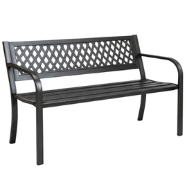 Ergonomikus fém kerti pad rácsos háttámlával – időjárásálló kültéri ülőbútor LAW01