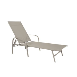 Beige állítható kerti napozóágy – kényelmes kültéri pihenőágy LE05JBR