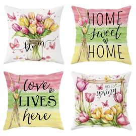 4 darabos Tulipános Tavaszi Díszpárnahuzat Szett – 45x45 cm 68MQW5GQQK