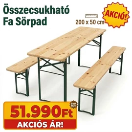 Összecsukható Fa Sörpad – 200x50 cm SP200X50