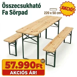 Összecsukható Fa Sörpad – 220x50 cm SP220X50