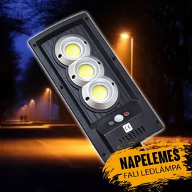 Napelemes kültéri LED lámpa, mozgásérzékelővel 3 ledes