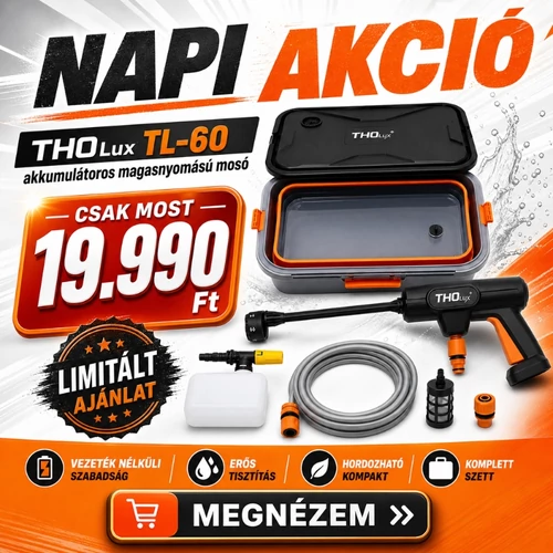 THOLux akkumulátoros magasnyomású mosó 21V TL-60