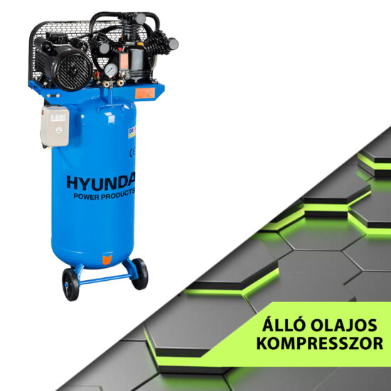 Hyundai álló olajos kompresszor 240V/3000W, 10 bar - HYD-100LA/V3